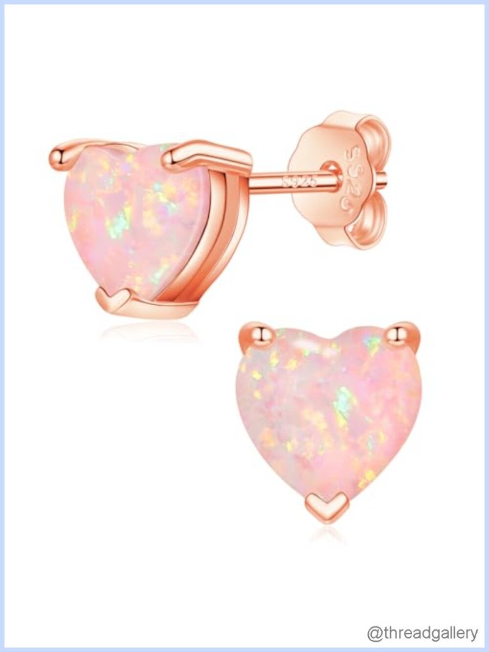 Sterling Silver Heart Opal Stud Earrings 6mm Dainty Minimalist Gift